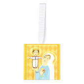 クリスマス出生イエスとマリアと天使 キューブオーナメント (正面)