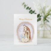 クリスマス出生イエスメリージョセフウォータカラー シーズンポストカード (スタンド正面)