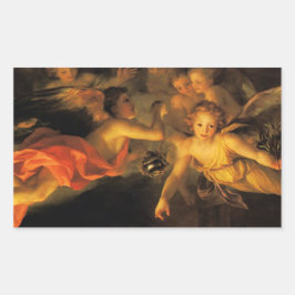 クリスマス出生エンジェルズステッカー 長方形シール