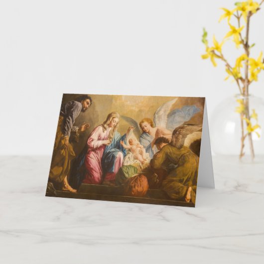 クリスマス出生エンジェルズホーリーファミリーヴァージンメアリー カード (黄色い花)