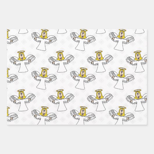 クリスマス出生エンジェルパターン ラッピングペーパーシート (正面)