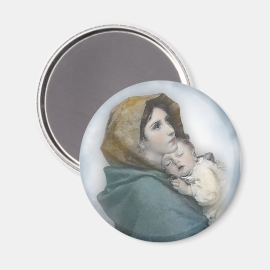 クリスマス出生ザ・マドンナと子イエス マグネット (正面/裏面)