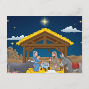 クリスマス出生シーンとベビーイエス ポストカード