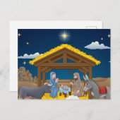 クリスマス出生シーンとベビーイエス ポストカード (正面/裏面)