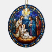 クリスマス出生シーンのステンドグラス セラミックオーナメント (左)