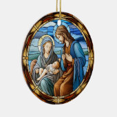 クリスマス出生シーンのステンドグラス セラミックオーナメント (右)