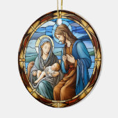クリスマス出生シーンのステンドグラス セラミックオーナメント (左)