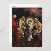 クリスマス出生シーンベビーイエスヴィンテージ シーズンポストカード (正面/裏面)