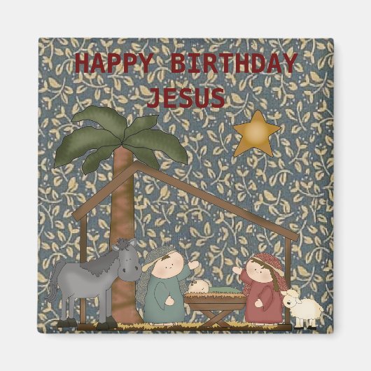 クリスマス出生シーンベビーイエズマグネット マグネット (正面)