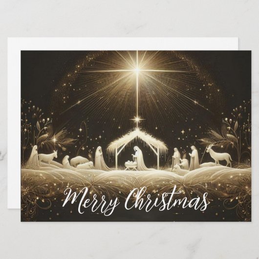 クリスマス出生シーンホリデーカード シーズンカード (正面/裏面)