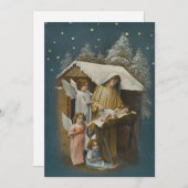 クリスマス出生シーンメアリーエンジェルマンガーヴィンテージ シーズンカード (正面/裏面)