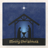 クリスマス出生シーン宗教 ガラスコースター (正面)