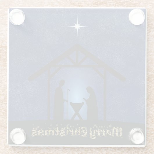 クリスマス出生シーン宗教 ガラスコースター (裏面)
