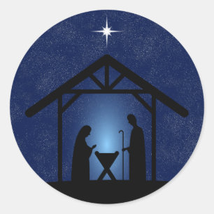 クリスマス出生シーン宗教 ラウンドシール