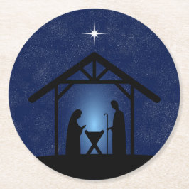 クリスマス出生シーン宗教 ラウンドペーパーコースター