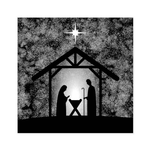クリスマス出生シーン宗教 ラバースタンプ (インプリント)