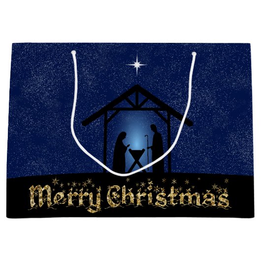 クリスマス出生シーン宗教 ラージペーパーバッグ (正面)