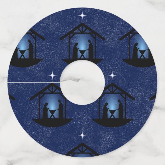 クリスマス出生シーン宗教 ワイングラスタグ (正面)