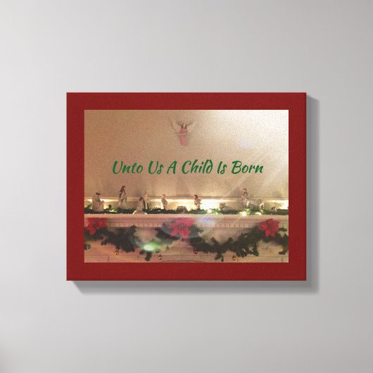 クリスマス出生シーン感動的引用文 キャンバスプリント (正面)