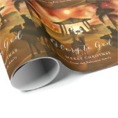 クリスマス出生シーン神への栄光金ゴールドスクリプト ラッピングペーパー (ロールコーナー)