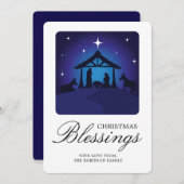 クリスマス出生シーン賛美クリスチャン シーズンカード (正面/裏面)
