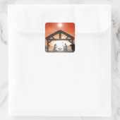 クリスマス出生シーン スクエアシール (バッグ)