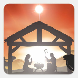 クリスマス出生シーン スクエアシール