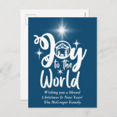 クリスマス出生ジョイへワールドブルー&ホワイト シーズンポストカード (正面/裏面)