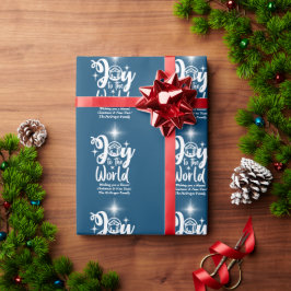 クリスマス出生ジョイへワールドブルー&ホワイト ラッピングペーパー