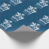 クリスマス出生ジョイへワールドブルー&ホワイト ラッピングペーパー (角)