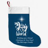 クリスマス出生ジョイへワールドブルー&ホワイトC スモールクリスマスストッキング (正面)