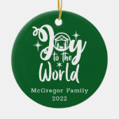 クリスマス出生ジョイへ世界の緑と白 セラミックオーナメント (正面)