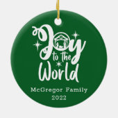 クリスマス出生ジョイへ世界の緑と白 セラミックオーナメント (裏面)