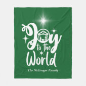クリスマス出生ジョイへ世界の緑と白 フリースブランケット (正面)