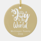 クリスマス出生ジョイへ世界金ゴールド&ホワイト セラミックオーナメント (正面)