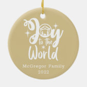 クリスマス出生ジョイへ世界金ゴールド&ホワイト セラミックオーナメント (裏面)