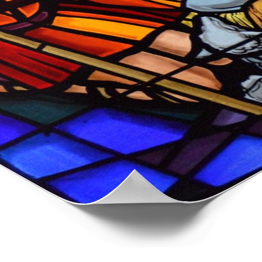 クリスマス出生ステンドグラスベビーイエス ポスター (角)