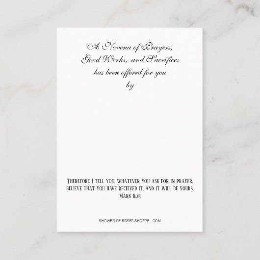 クリスマス出生スピリチュアルブーケホーリーカード 名刺 (裏面)