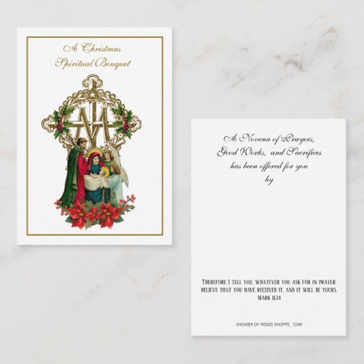 クリスマス出生スピリチュアルブーケホーリーカード 名刺 (正面/裏面)