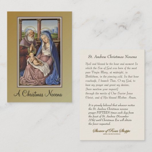 クリスマス出生ノヴェナイエズメリーホリーカード 名刺 (正面/裏面)