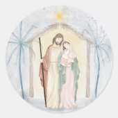 クリスマス出生パームツリーズウォーターカラー ラウンドシール (正面)