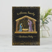 クリスマス出生ブラック金ゴールドホリデーパーティー 招待状 (スタンド正面)