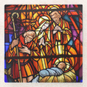 クリスマス出生プレゼント ガラスコースター (正面)