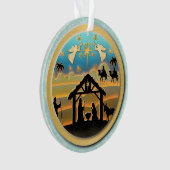 クリスマス出生ベビーイエスインマンガーシーン オーナメント (正面)