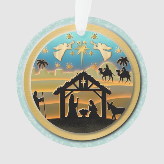 クリスマス出生ベビーイエスインマンガーシーン オーナメント (正面)