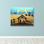 クリスマス出生ベビーイエスインマンガーシーン キャンバスプリント (インサイチュ (ウッドフロア))