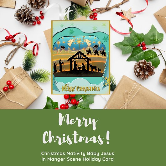クリスマス出生ベビーイエスインマンガーシーン シーズンカード