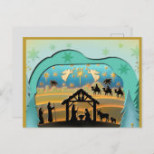 クリスマス出生ベビーイエスインマンガーシーン シーズンポストカード (正面/裏面)