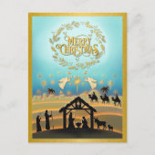 クリスマス出生ベビーイエスインマンガーシーン シーズンポストカード (正面)