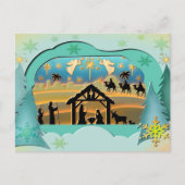 クリスマス出生ベビーイエスインマンガーシーン ポストカード (正面)